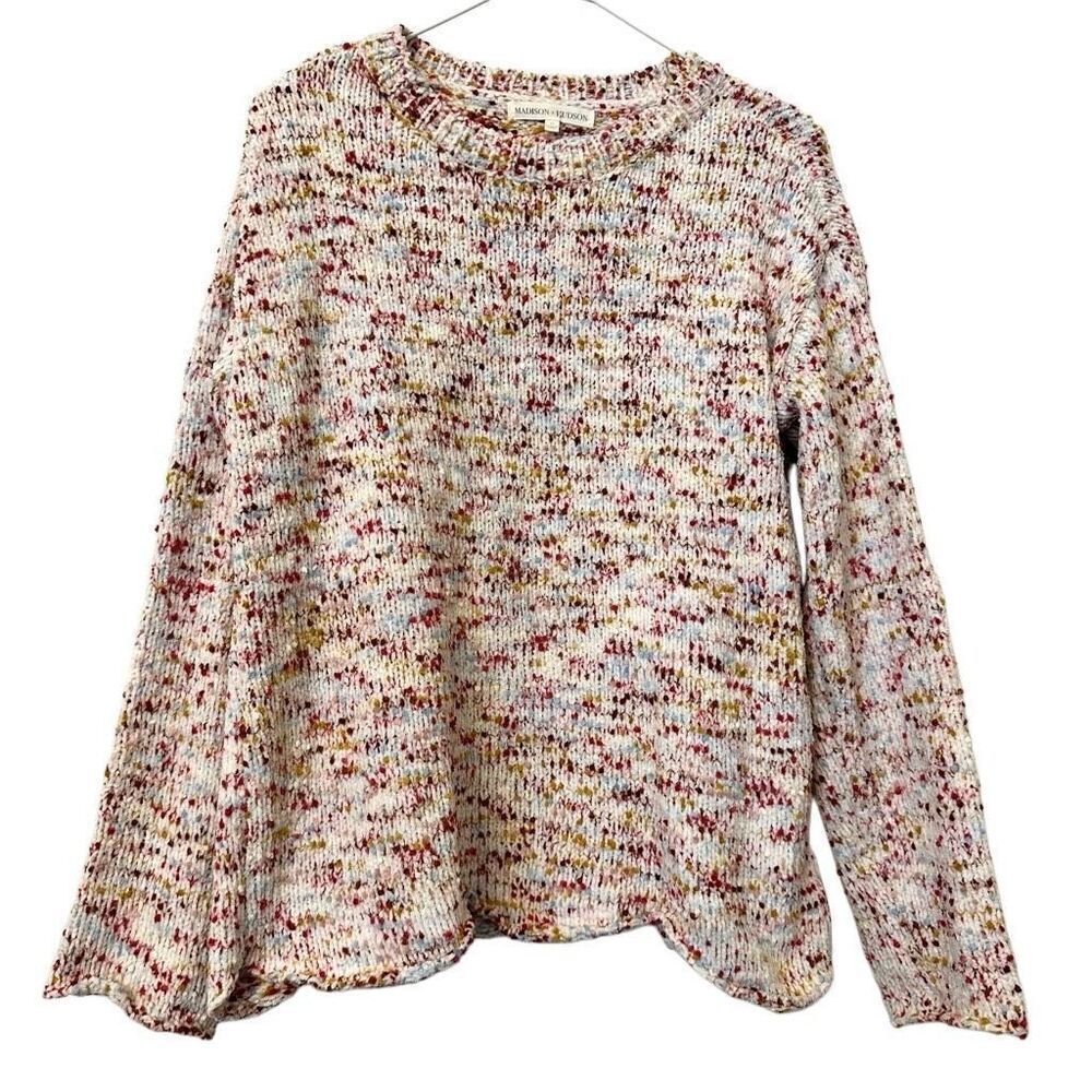 Madison + Hudson Long Sleeve Chenille Knitted Confetti Multicolor Sweater Medium